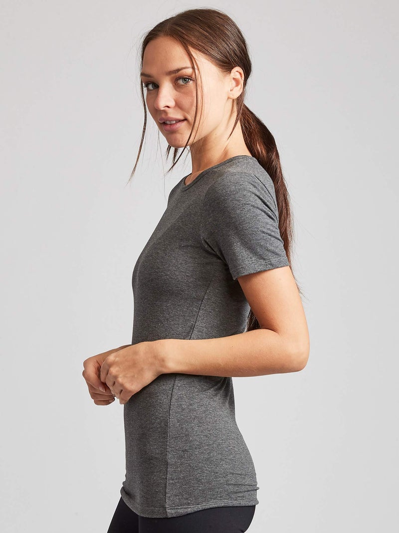 Kalon Women's 4-Pack Crewneck T-Shirt Base Layer (X-Large, Black/Greys) - Image 5